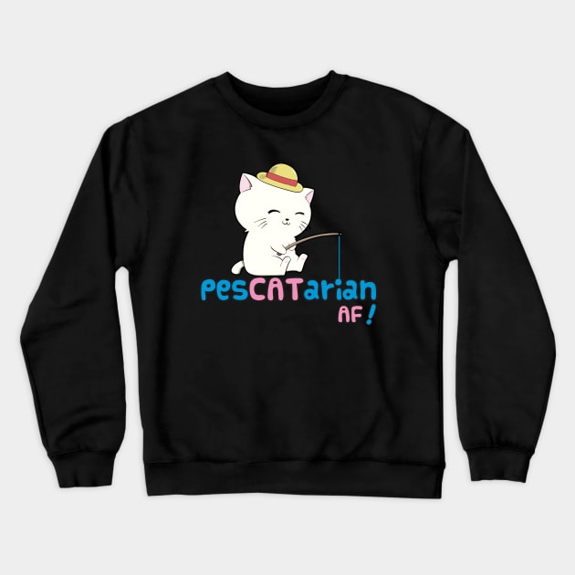 PesCATarian AF! Cute Pescatarian Cat Crewneck Sweatshirt by The Kitten Gallery